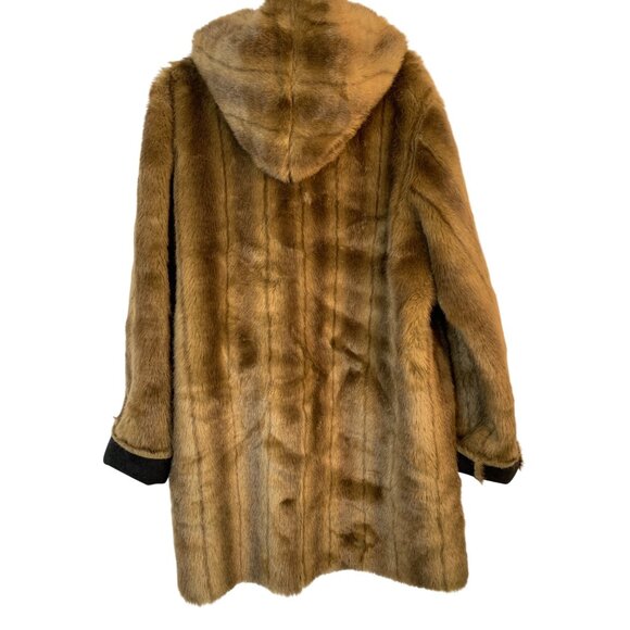 VTG 90s Rare Dennis Basso Reversible Faux Fur Suede Parka Coat Hood RR10730 Mid - Picture 5 of 15